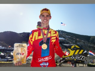 Tim Gasjer after winning the MX2 world title